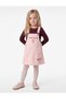 Floral Embroidered Pocketed Cotton Square Neck Strap Jean Salopet Dress