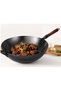 Heavy Duty Hammered Iron Wok with Wooden Lid, Traditional Carbon Steel Stir Fry Pan, Deep Cooking Wok for Asian Cuisine, Sautéing, Frying, Steaming & Home Kitchen Cooking - 2