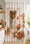 Digital Printed Single Panel Background Curtain with Autumn Leaves and Door Pattern (Includes Cushion Cover as a Gift) - 2