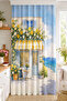 Floral Window and Sea View Digital Printed Single Wing Background Curtain (with Pillowcase as a Gift) - 2