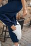 Soft Textured Adjustable Waist Barrel Jogger Sweatpants with Sewing Details - 6