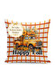 Vintage Pickup Truck and Pumpkin Patterned Digital Printed Single Wing Background Curtain (with Throw Pillow Cover as a Gift) - 4