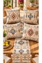 Ethnic Anatolian 4-Piece Throw Pillow Cover + 1 Runner Set – 43X43 cm Double-Sided Cover, 40X140 cm Runner
