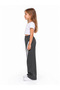 25410-26 Girl's White Striped Wide Leg 3 Thread Ribbed Sweatpants 5-8 Years Old - 3