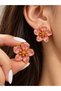 2-Piece Pink Enamel Women's Earrings, Gold Color, Steel Look, Stylish Design