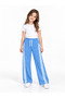 25410-26 Girl's White Striped Wide Leg 3 Thread Ribbed Sweatpants 5-8 Years Old