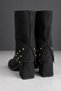 Vi̇yora Women's Boots with Blunt Toe and Studded Detail on Thick Heel - 3