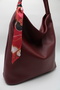 Women's Burgundy Large Size Scarf Detailed Casual Lined and Zippered Hand, Arm and Shoulder Bag - 3