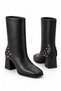 Vi̇yora Women's Boots with Blunt Toe and Studded Detail on Thick Heel