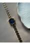 Minimal Metal Women's Wristwatch Navy Blue - 6
