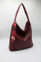 Women's Burgundy Large Size Scarf Detailed Casual Lined and Zippered Hand, Arm and Shoulder Bag