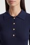 Polo Collar Navy Blue Women's Blouse 26K0149K1 - 2