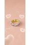 Adjustable Steel Ring with Flower Figure in Lilac and White Enamel - Anti-Tarnish - 4