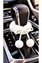 White Plush Pompom Gear Shift Ornament – Car Interior Decoration Accessory