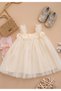 Romantic Cream Tulle Dress with Straps and Rose Motif (Do Not Purchase Without Measuring) - 2