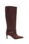 Buckle Detailed Pointed Toe Thin Heeled Boots and Boots