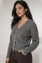 V-Neck Buttoned Anthracite Women's Cardigan 26K0234K1 - 4