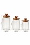 3-Piece Heart Acacia Lid Glass Jar Set 1000 ml + 1300 ml + 1600 ml – Ribbed Glass Storage Jar Set - 2