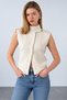 Women's Sleeveless High-Neck Button Detailed Wool Knit Vest - 5