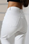 Girl's / Women's Mom Lycra White High Waist Fit Denim Pants - 7