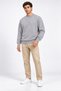 Men's Gray Crew Neck Basic Sweatshirt 3 Yarn Soft Fabric - 8