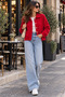 Women's Polo Collar Double Pockets Soft Textured Short Length Loose Knitwear Cardigan