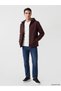 Burgundy Regular Fit Hooded Men's Jacket - 3