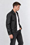 Oversized Loose Fit Plain Men's Leather Jacket - 4