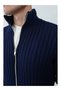 Men's Thick Ribbed Knitwear Zippered Stand Collar Cardigan - 3
