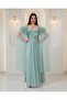 Special Design Diamond Detailed Satin Long Nightgown with Box - 4