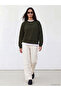 Two Mt Shop Quality Lcw Modest Khaki Plain Standard & Regular Women's Sweatshirt Tunic