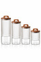 Acacia Lid Borosilicate Glass Storage Jar Set of 4 – 2700 ml + 2100 ml + 1600 ml + 1200 ml - 6