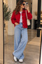 Women's Polo Collar Double Pockets Soft Textured Short Length Loose Knitwear Cardigan - 4