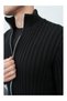 Men's Thick Ribbed Knitwear Zippered Stand Collar Cardigan - 3