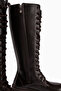 Roya Brown Leather Lace-Up Long Boots Women's Boots - 5