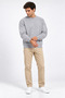 Men's Gray Crew Neck Basic Sweatshirt 3 Yarn Soft Fabric - 7
