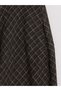 Khaki Zippered Plaid A-Line Skirt - 3