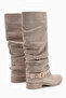 Raine Beige Suede Bellows Buckle Women's Boots - 7