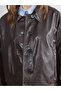 Alita City Lcw Modest Brown Faux Leather Plain Oversize Women's Leather Look Jacket with a Difference - 2