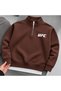 Unisex Half Zipper 3Yarn (Sha Fleece-Lined Winter Ufc Ba Printed Amuklu Sweatshirt