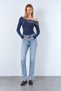 Women's Navy Blue Lace Off-Shoulder Blouse - 2