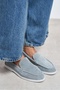 Vayne Gray Genuine Suede Leather Flat Sole Women's Loafer - 7
