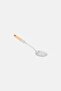 Slotted Wood Handle Spoon, Silver - 2