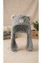 Korean Style Teddy Bear Ear Plush Hat Lace-Up Neck Collar Beanie Thick Winter Women's Hat - 4