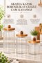 Acacia Lid Borosilicate Striped Glass Jars Set of 3 – Different Size Storage Jars - 3