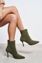Marma Khaki Genuine Suede Zipper Detail Pointed Toe Women's Heeled Boots - 8