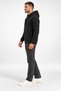 Men's Black Sweatshirt Soft Textured Hooded Sweatshirt with Side Pockets Relaxed Fit - 2
