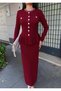 Women's Stone Buttoned Peplum Detailed Burgundy Skirt Suit - 4