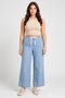 Women Loose Fit Wide Leg Trouser Pants, Indigo Blue - 2