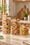 Acacia Lid Borosilicate Striped Glass Jars Set of 3 – Different Size Storage Jars